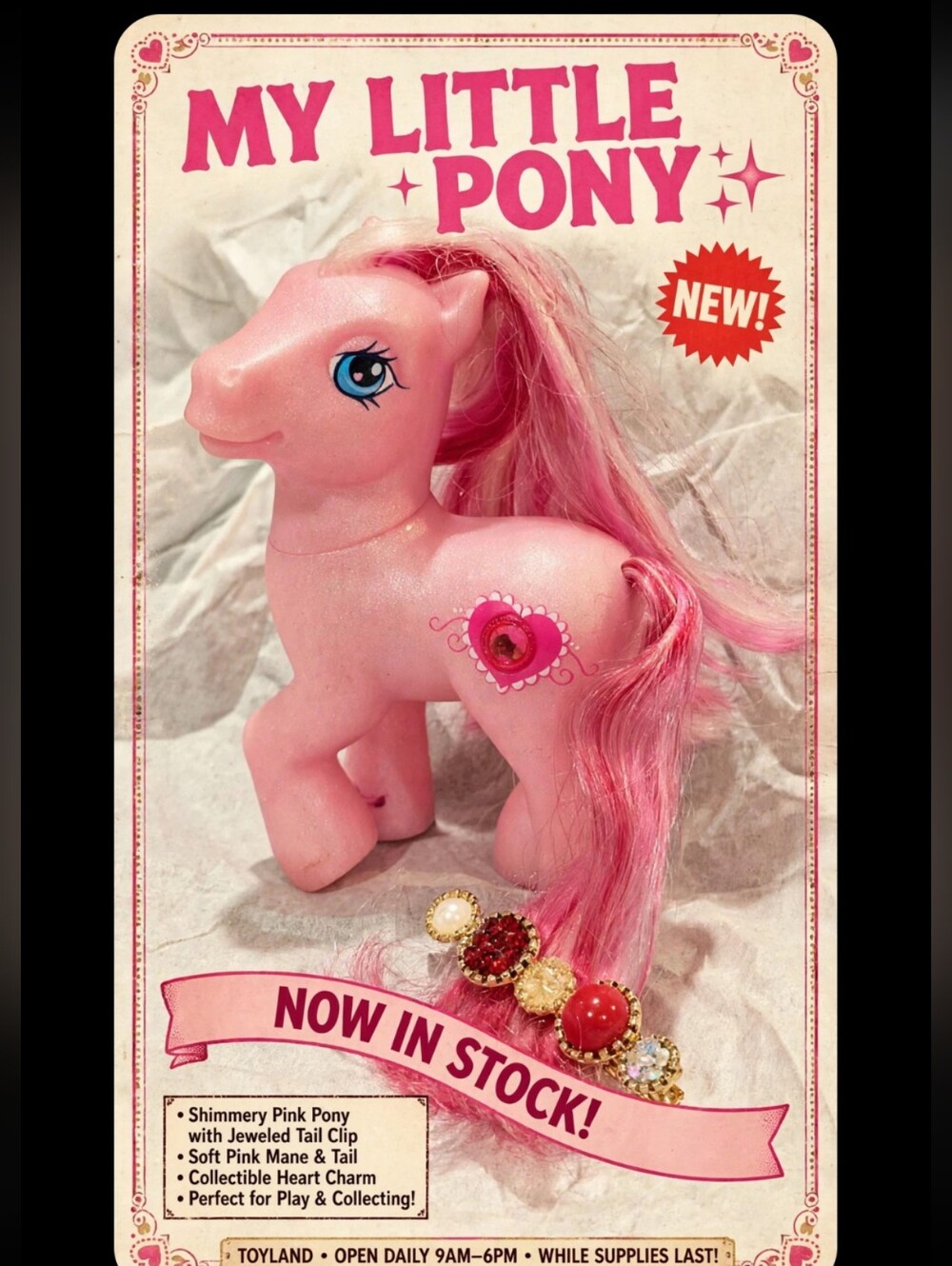 Vintage My Little Pony G3 Valenshy Jewel Pony Pink Heart Gem Cutie Mark